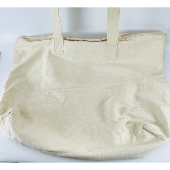 Omaha Public Library Reading Vintage Canvas Tote Bag Duffle Zipper Top 20x14 - Picture 6 of 12